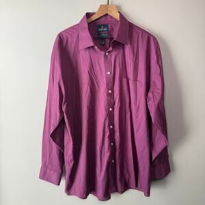 Stafford Easy Care Broadcloth Travel Button Dress Shirt Dark Purple Size XXL